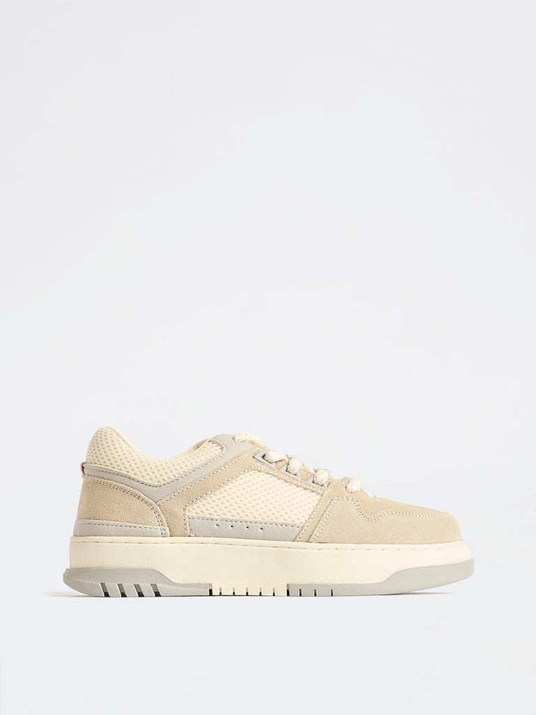 Fast Wear Grey Colorblock Perforated Lace-Up Sneakers