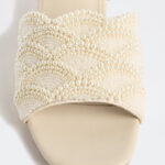 Fast Wear Ivory Pearl-Detailed Block-Heel Sandals