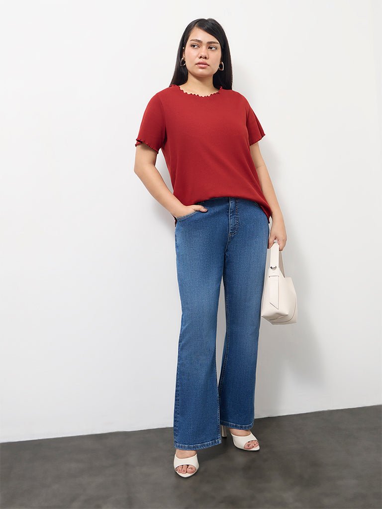 Fast Wear Blue Mid Wash High-Rise Jeans