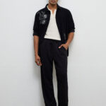 Fast Wear Black Relaxed-Fit Mid-Rise Chinos