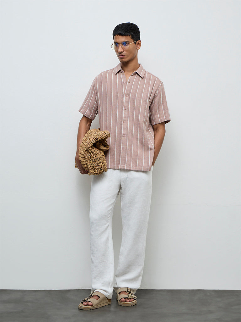 Fast Wear White Relaxed-Fit Mid-Rise Cotton Chinos