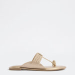Fast Wear Light Gold Toe-Ring Braided Sandals