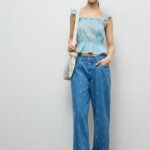 Fast Wear Blue Embroidered High-Rise Jeans