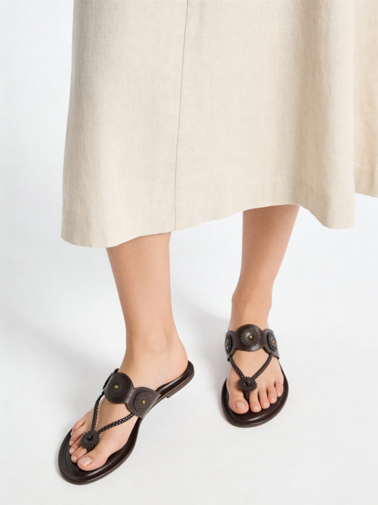 Fast Wear Dark Brown Braided Kolhapuri Sandals