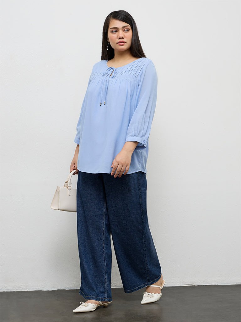 Fast Wear Dark Blue Straight-Fit High-Rise Jeans