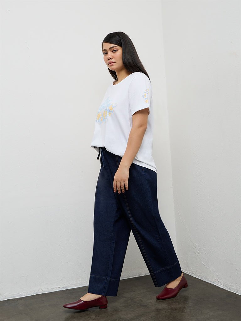 Fast Wear Dark Blue High-Rise Relaxed Fit Jeans