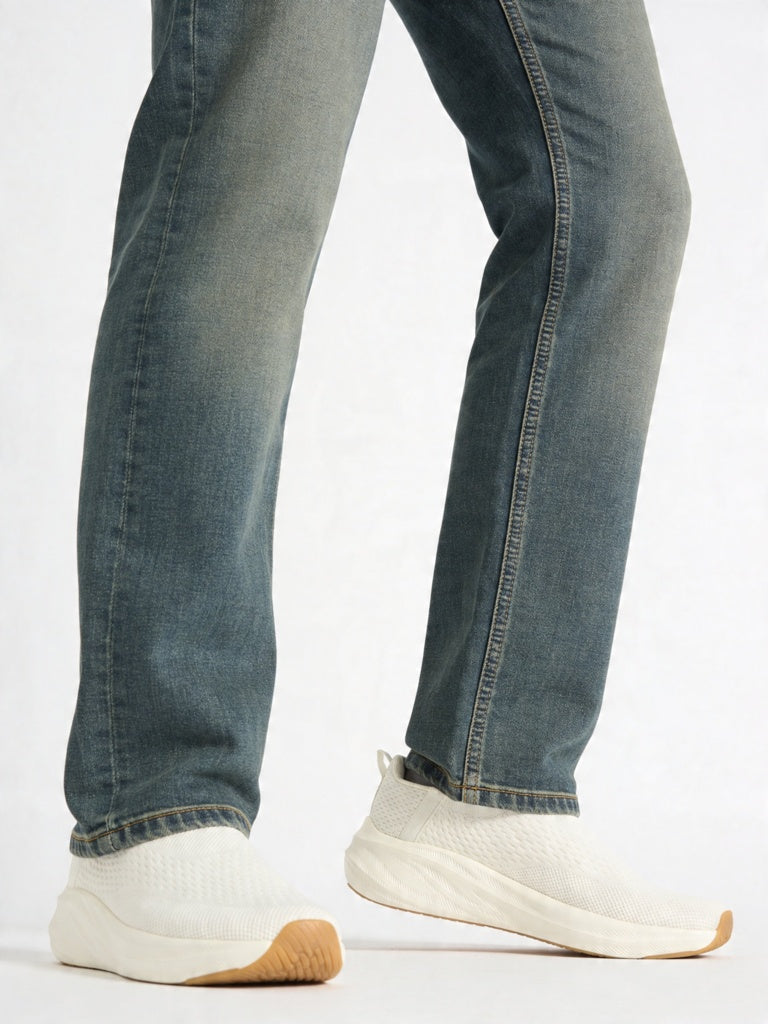 Fast Wear Off-White Textured Slip-On Sneakers