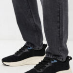 Fast Wear Black Knit-Textured Sneakers