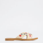 Fast Wear Multicolour Floral Embroidered Slides