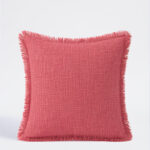 Fast Wear Pink Textured Fringe-Detail Cushion Cover