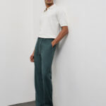 Fast Wear Dark Teal Relaxed-Fit Mid-Rise Cotton-Blend Chinos