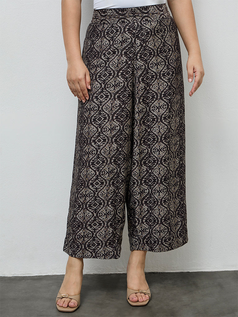 Fast Wear Black Argyle Printed Pants