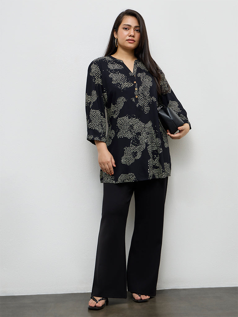 Fast Wear Black Printed Tunic