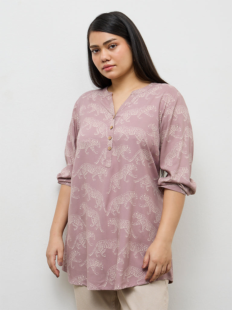 Fast Wear Mauve Animal Printed Tunic