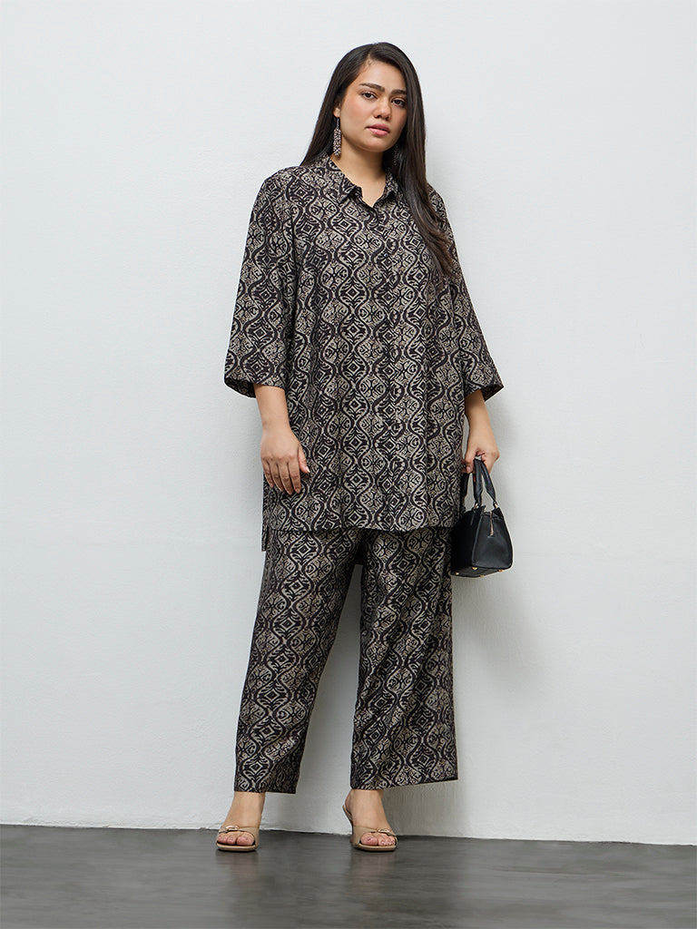 Fast Wear Black Argyle Printed Tunic