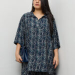 Fast Wear Indigo Paisley Printed High-Low Tunic