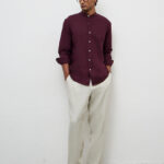 Fast Wear Light Beige Relaxed-Fit Mid-Rise Linen Trousers