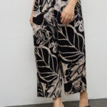 Fast Wear Black Botanical Design Palazzos