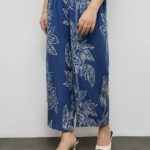 Fast Wear Blue Foliage Pattern Palazzos