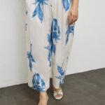 Fast Wear White Foliage Pattern Palazzos