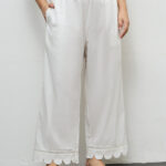 Fast Wear Off-White Scallop-Detailed Cotton Pants