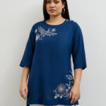 Fast Wear Indigo Embroidered Tunic