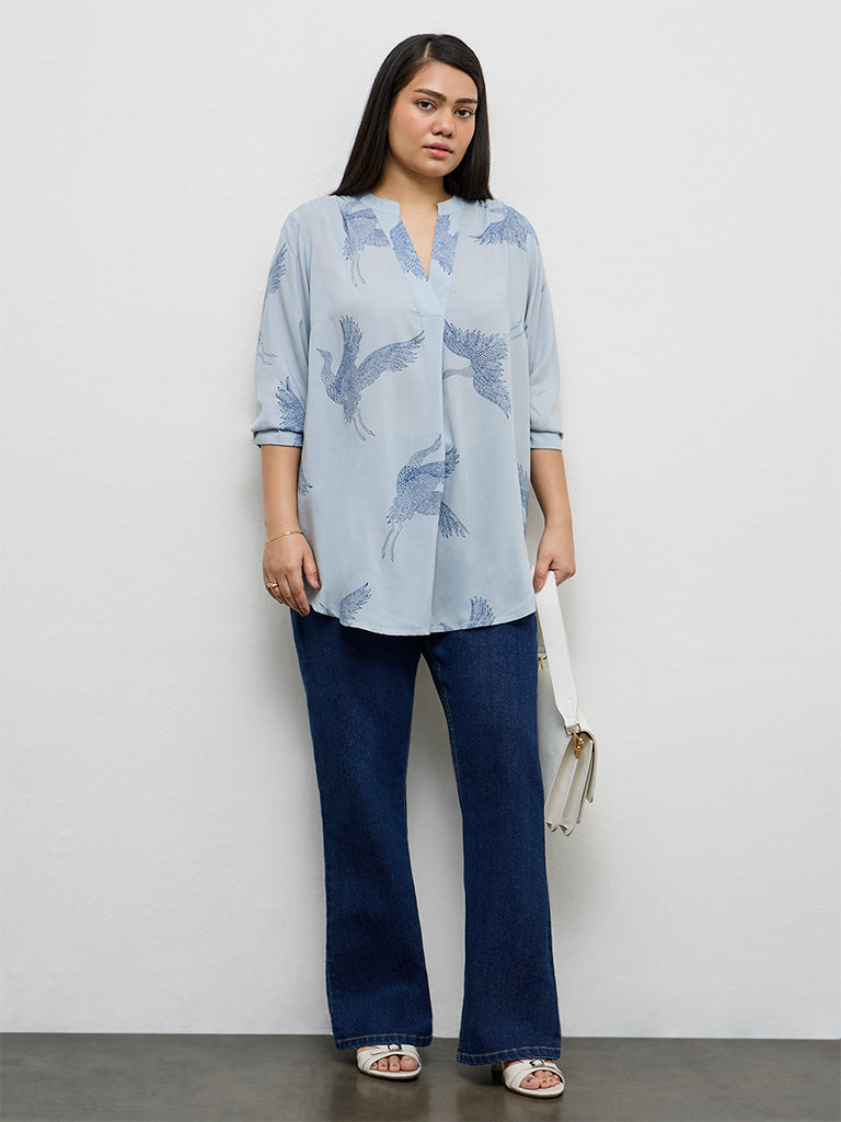 Fast Wear Blue Bird Printed Tunic