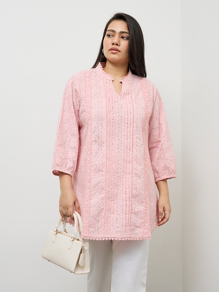Fast Wear Pink Broderie Anglaise Cotton Tunic