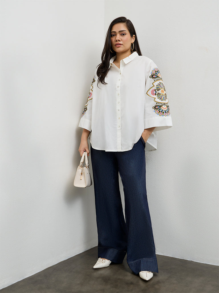 Fast Wear White Embroidered Cotton Tunic