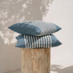 Fast Wear Dusty Blue Stripe Textured Cushion Cover