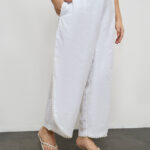 Fast Wear White Floral Embroidered Cotton Pants