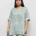 Fast Wear Mint Floral Printed High-Low Tunic