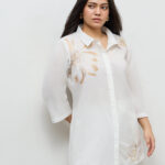 Fast Wear White Floral Embroidered Cotton Tunic