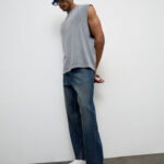 Fast Wear Blue Mid-Wash Barrel-Fit Mid-Rise Jeans