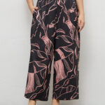 Fast Wear Charcoal Leaf Pattern Palazzos