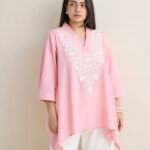 Fast Wear Pink Floral Embroidered Cotton Tunic