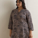 Fast Wear Brown Graphic Printed Tunic