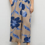 Fast Wear Taupe Foliage Printed Palazzos