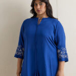 Fast Wear Blue Floral Embroidered Tunic