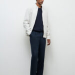 Fast Wear Navy Relaxed-Fit Mid-Rise Linen Trousers