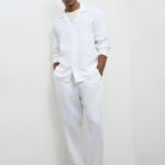 Fast Wear Off-White Relaxed-Fit Mid-Rise Linen Chinos