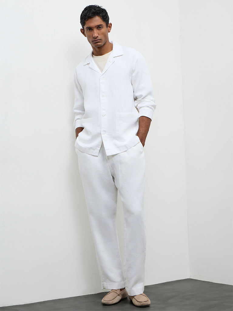 Fast Wear Off-White Relaxed-Fit Mid-Rise Linen Chinos