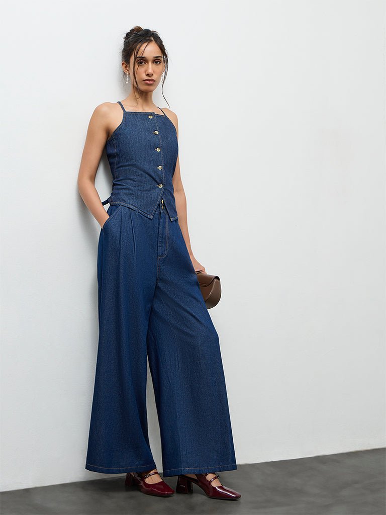 Fast Wear Dark Blue High-Rise Jeans