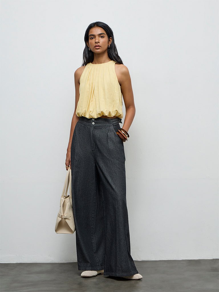 Fast Wear Dark Charcoal Wide-Leg High-Rise Jeans