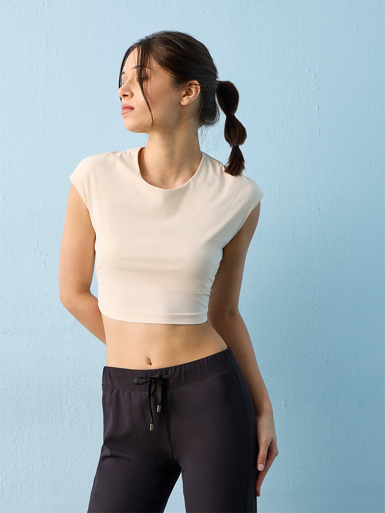 Fast Wear Cream Solid T-Shirt
