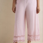 Fast Wear Light Pink Embroidered Cotton Pants