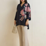 Fast Wear Black Floral Design High-Low Tunic