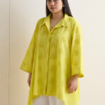 Fast Wear Yellow Schiffli Embroidered Cotton Tunic