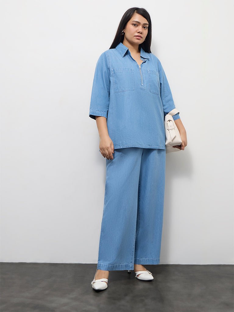 Fast Wear Blue High-Rise Denim Jeggings