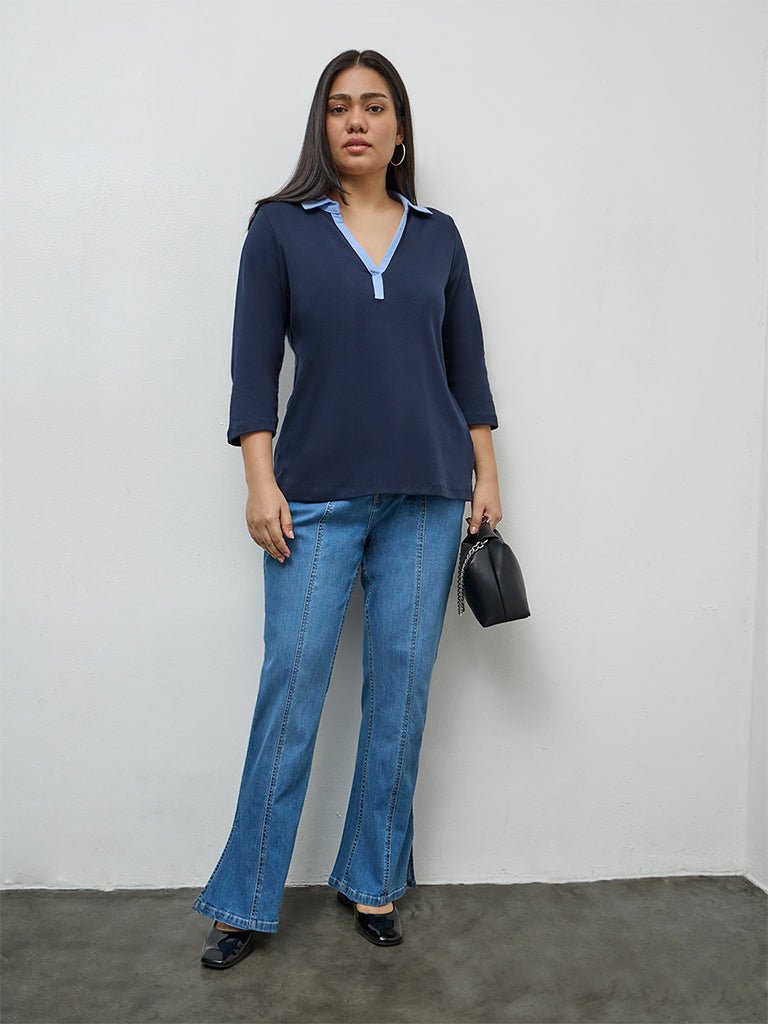 Fast Wear Light Blue High-Rise Flared Jeans